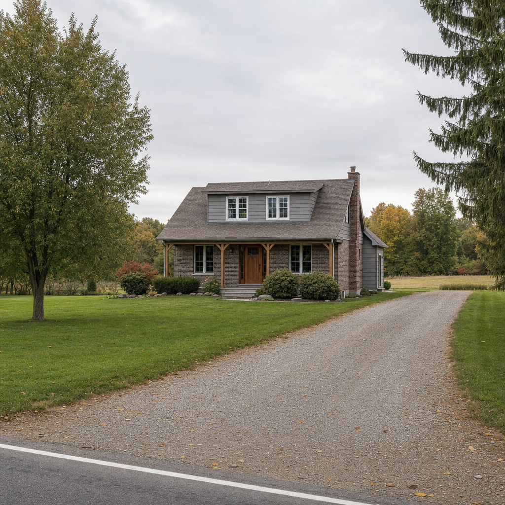A calm single-family home exterior on a quiet Arlington street, representing the household size and daily water use that decides how often a septic tank needs pumping
